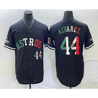 Houston Astros #44 Yordan Alvarez Number Mexico Black RONA Cool Base Stitched Jersey