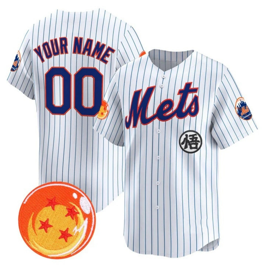 Custom New York Mets x Dragon Ball White RONA Vapor Premier Limited Jersey - All Stitched