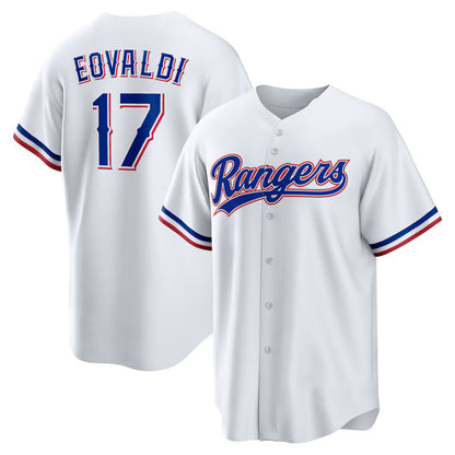 Texas Rangers #17 Nathan Eovaldi White RONA Home Replica Player Jersey