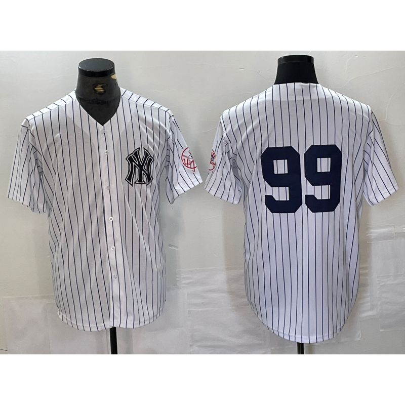 New York Yankees #99 Aaron Judge White RONA With Patch 2024 Cool Base Stitched Jersey