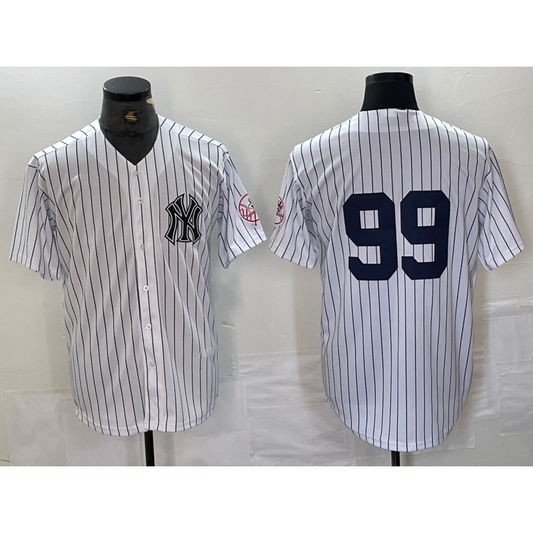 New York Yankees #99 Aaron Judge White RONA With Patch 2024 Cool Base Stitched Jersey