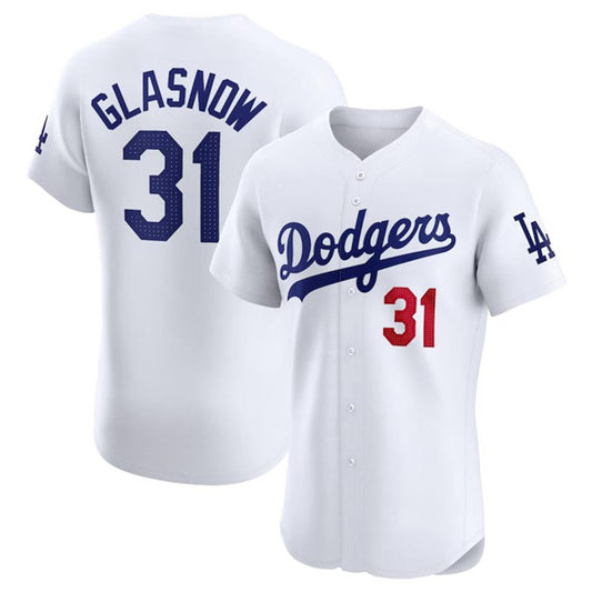 Los Angeles Dodgers #31 Tyler Glasnow White RONA Home Elite Stitched Jersey