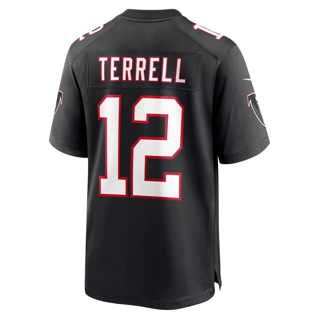 A.Falcons #12 Avieon Terrell Black Alternate Throwback Game Football jersey RONA