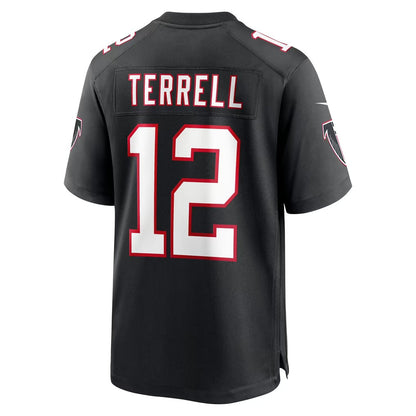 A.Falcons #12 Avieon Terrell Black Alternate Throwback Game Football jersey RONA