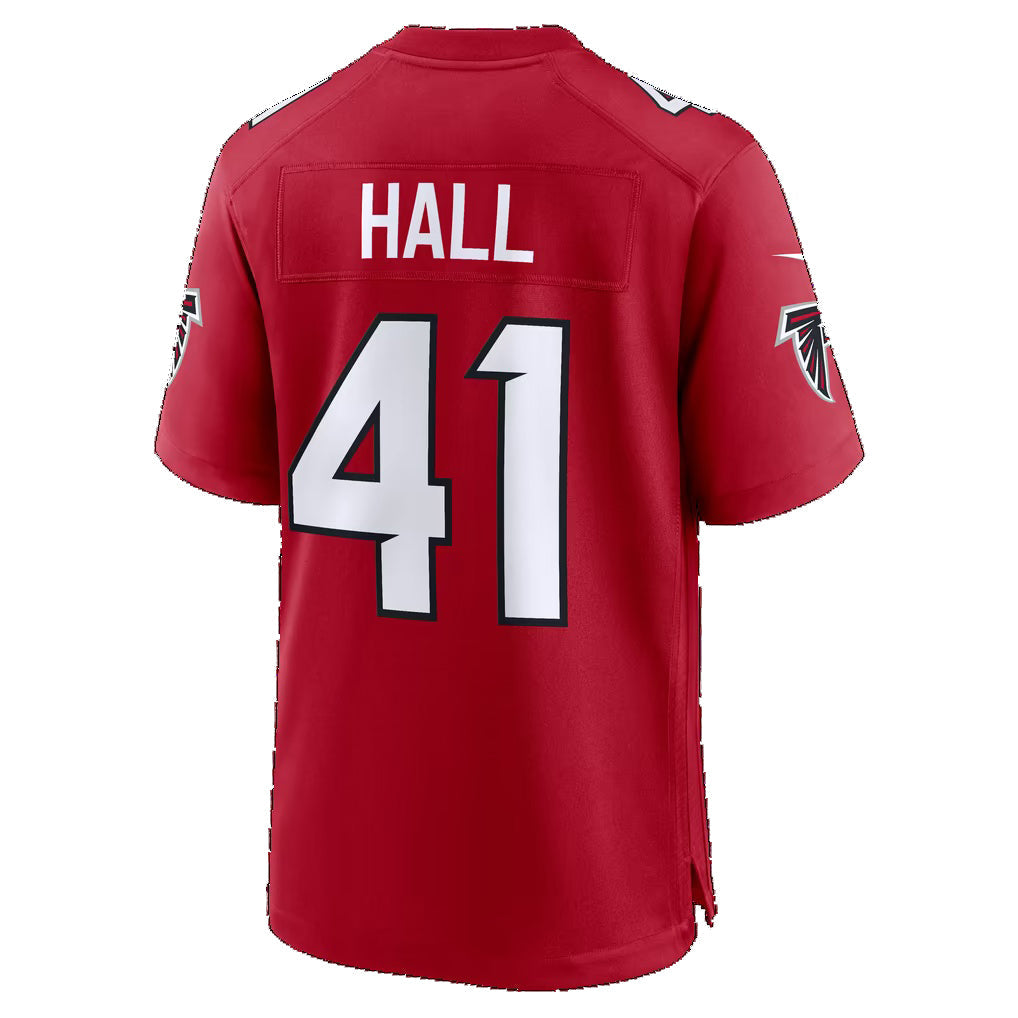 A.Falcons #41 Darren Hall Red Team Game Football jersey RONA