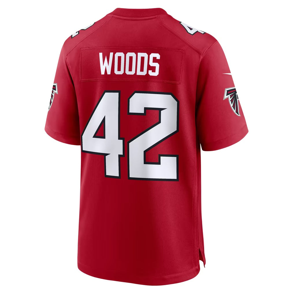 A.Falcons #42 Josh Woods Red Team Game Football jersey RONA