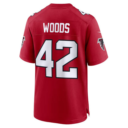A.Falcons #42 Josh Woods Red Team Game Football jersey RONA