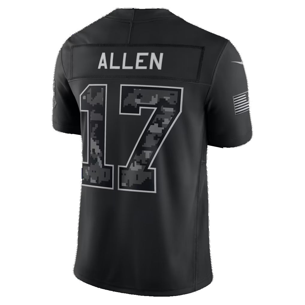 B.Bills #17 Josh Allen Black 2026 Salute to Service Stitched Limited Football jersey RONA