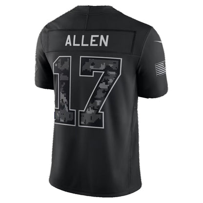B.Bills #17 Josh Allen Black 2026 Salute to Service Stitched Limited Football jersey RONA