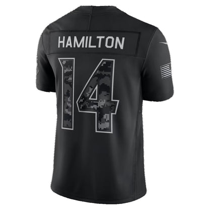 B.Ravens #14 Kyle Hamilton Black 2026 Salute to Service Stitched Limited Football jersey RONA