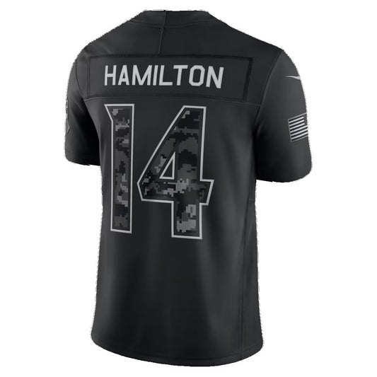 B.Ravens #14 Kyle Hamilton Black 2026 Salute to Service Stitched Limited Football jersey RONA
