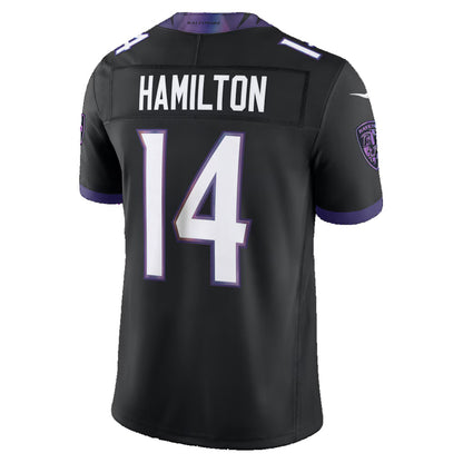 B.Ravens #14 Kyle Hamilton Black Alternate Vapor F.U.S.E. Limited Stitched Football Jerseys