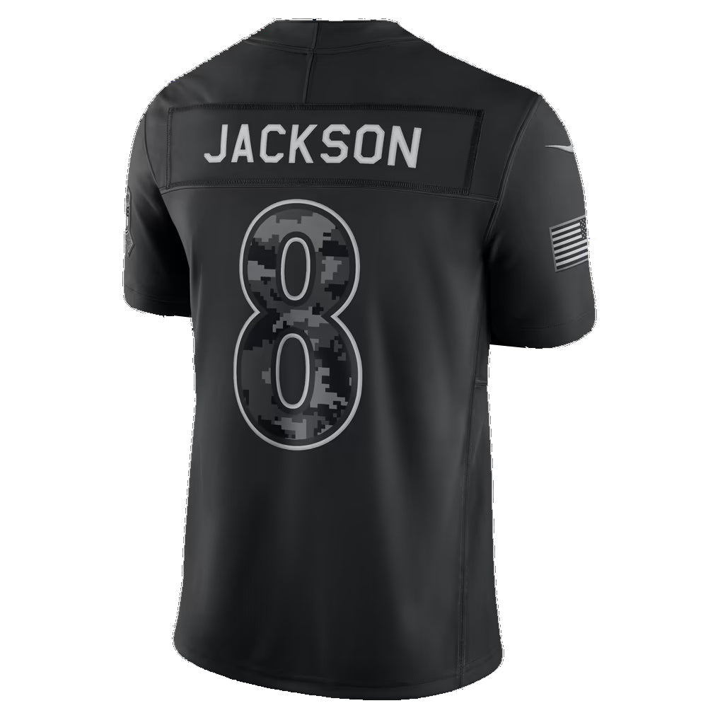 B.Ravens #8 Lamar Jackson Black 2026 Salute to Service Stitched Limited Football jersey RONA