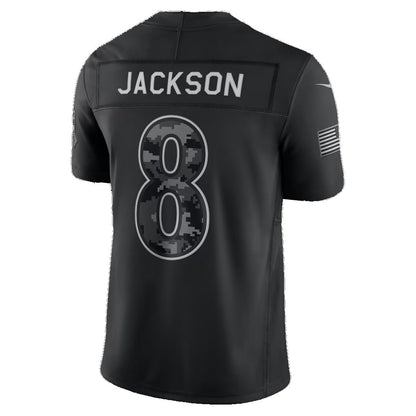 B.Ravens #8 Lamar Jackson Black 2026 Salute to Service Stitched Limited Football jersey RONA