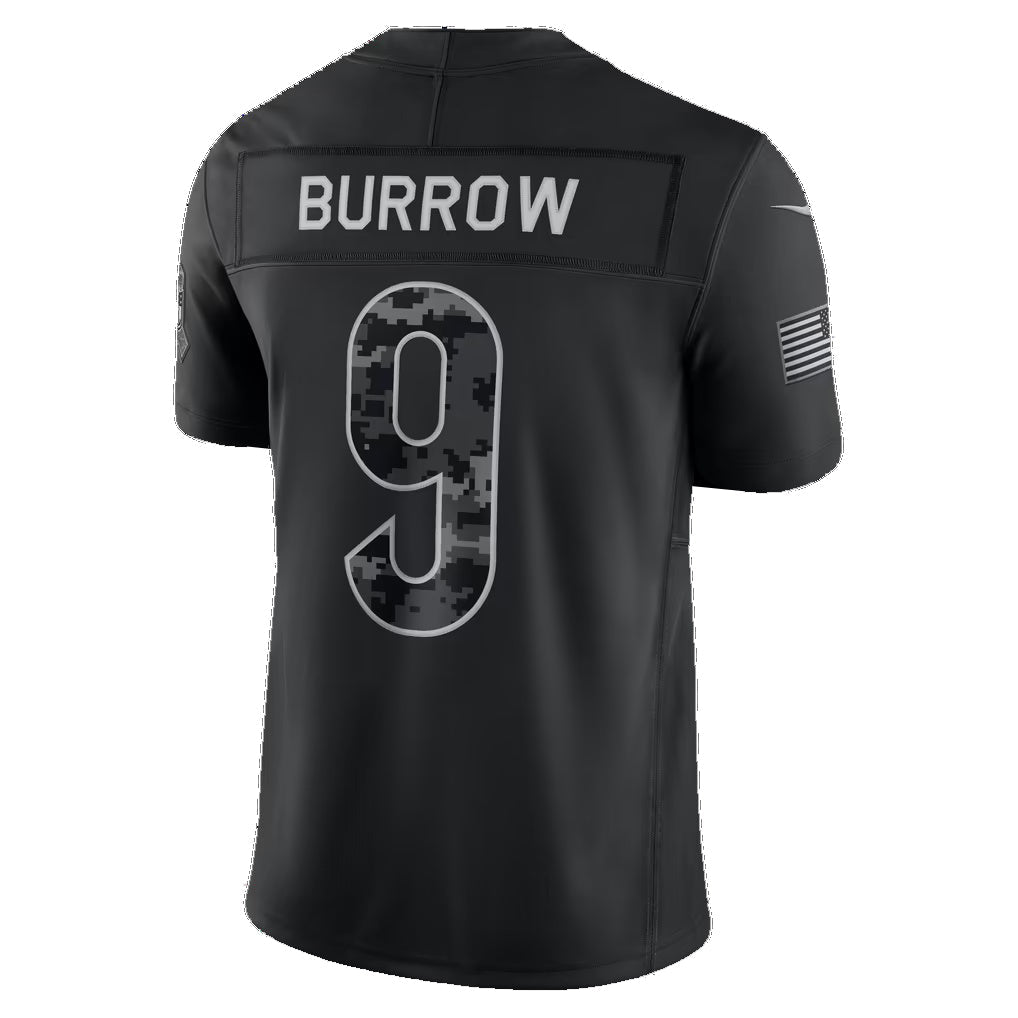 C.Bengals #9 Joe Burrow Black 2026 Salute to Service Stitched Limited Football jersey RONA