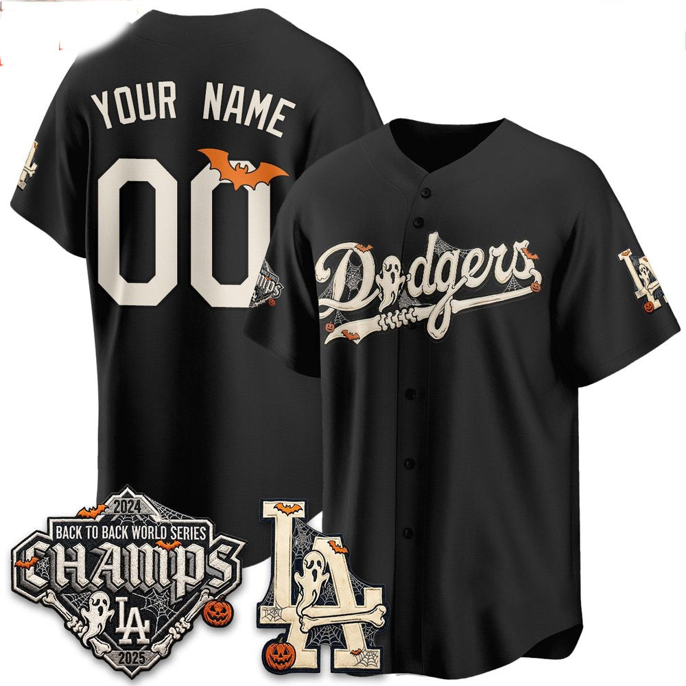 Custom Los Angeles Dodgers Black Halloween 2026 Baseball jersey RONA