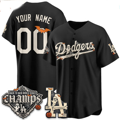 Custom Los Angeles Dodgers Black Halloween 2026 Baseball jersey RONA