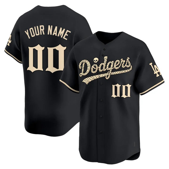 Custom Los Angeles Dodgers Black 'Halloween Mummy Edition' Premier Limited - Stitched Baseball jersey RONA