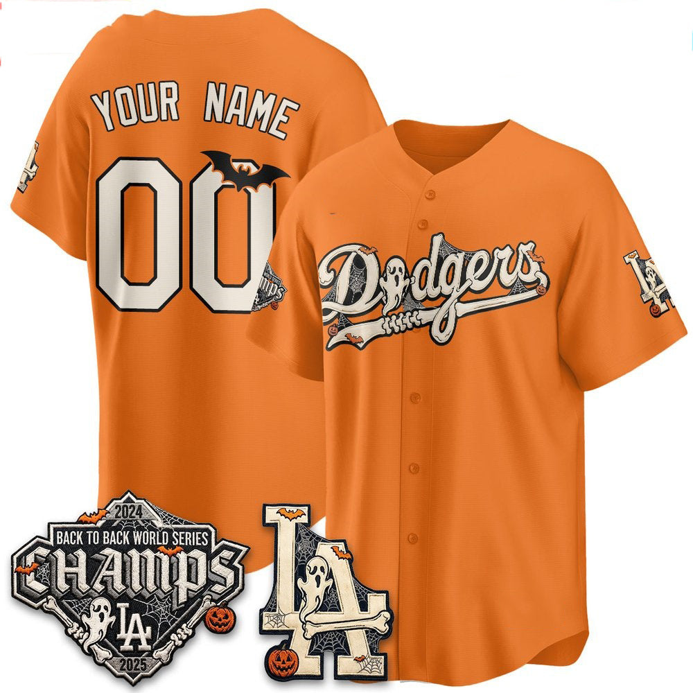 Custom Los Angeles Dodgers Orange Halloween 2026 Baseball jersey RONA