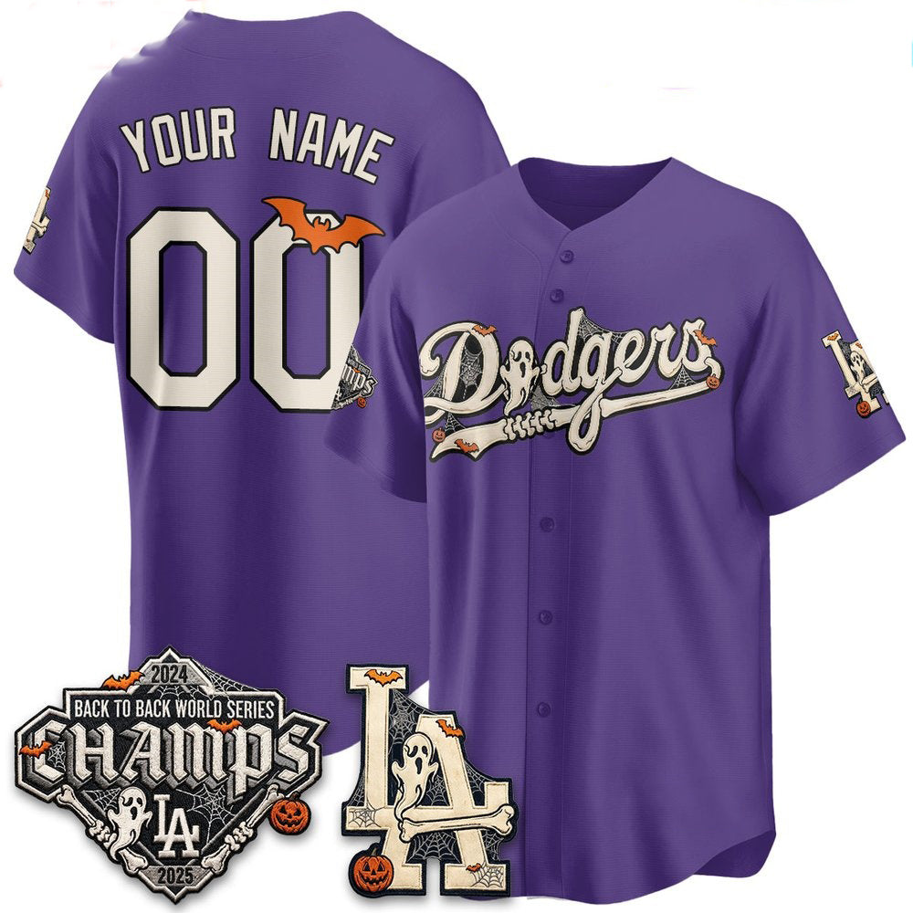 Custom Los Angeles Dodgers Purple Halloween 2026 Baseball jersey RONA