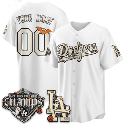 Custom Los Angeles Dodgers White Halloween 2026 Baseball jersey RONA