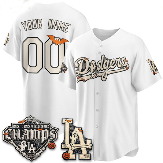 Custom Los Angeles Dodgers White Halloween 2026 Baseball jersey RONA