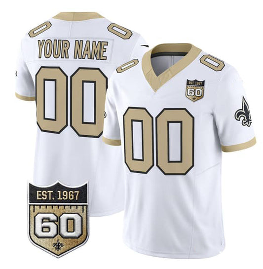 Custom NO.Saints Active Player White F.U.S.E. 60th Anniversary Patch Vapor Limited Stitched Football Jerseys（副本）