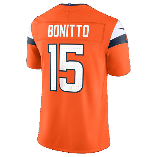D.Broncos #15 Nik Bonitto Orange Team Vapor F.U.S.E. Limited Stitched Football Jerseys
