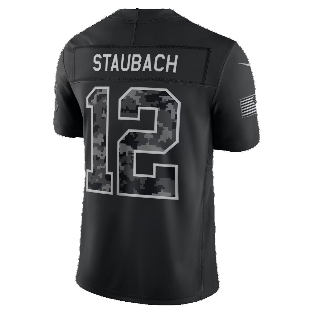 D.Cowboys #12 Roger Staubach Black 2026 Salute to Service Retired Player Stitched Limited Football jersey RONA