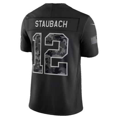 D.Cowboys #12 Roger Staubach Black 2026 Salute to Service Retired Player Stitched Limited Football jersey RONA