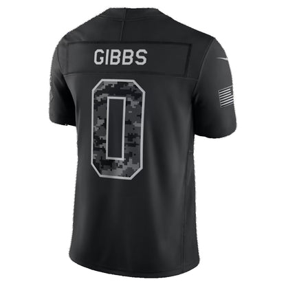 D.Lions #0 Jahmyr Gibbs Black 2026 Salute to Service Stitched Limited Football jersey RONA