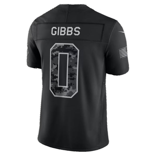 D.Lions #0 Jahmyr Gibbs Black 2026 Salute to Service Stitched Limited Football jersey RONA