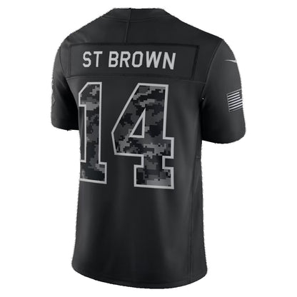 D.Lions #14 Amon-Ra St. Brown Black 2026 Salute to Service Stitched Limited Football jersey RONA