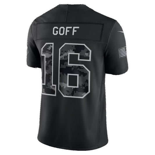 D.Lions #16 Jared Goff Black 2026 Salute to Service Stitched Limited Football jersey RONA