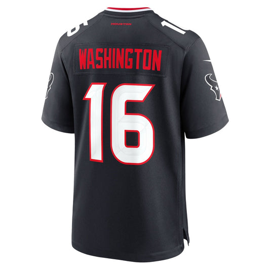 H.Texans #16 Montrell Washington Navy Team Game Jersey RONA