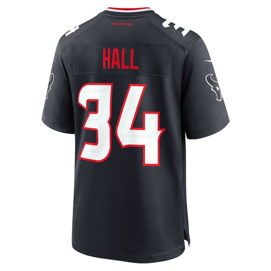 H.Texans #34 Bryce Hall Navy Team Game Jersey RONA