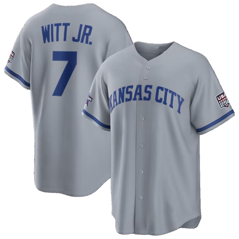 Kansas City Royals #7 Bobby Witt Jr. 2026 All-Star Game Gray Replica Stitched Baseball Jerseys