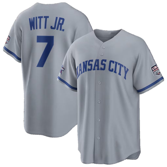 Kansas City Royals #7 Bobby Witt Jr. 2026 All-Star Game Gray Replica Stitched Baseball Jerseys