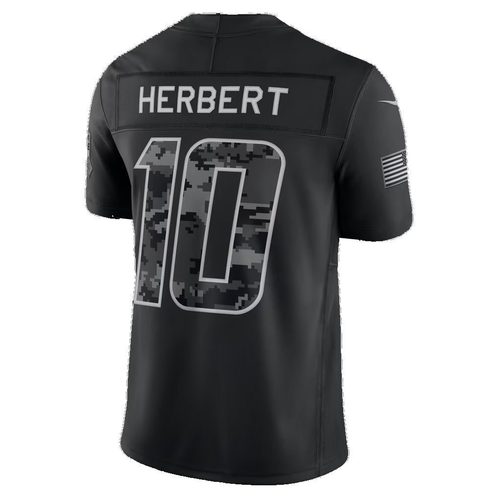 LA.Chargers #10 Justin Herbert Black 2026 Salute to Service Stitched Limited Football jersey RONA