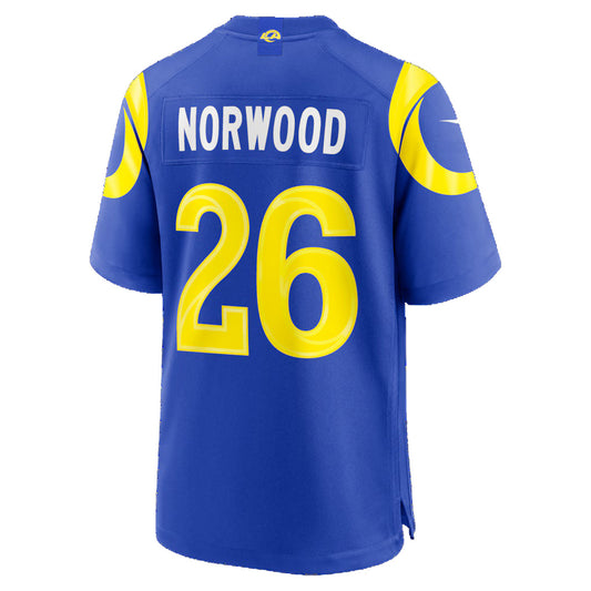 LA.Rams #26 Drey Norwood Royal Game Stitched Football Jerseys