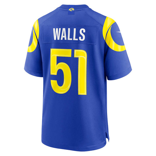 LA.Rams #51 Eddie Walls III Royal Game Stitched Football Jerseys