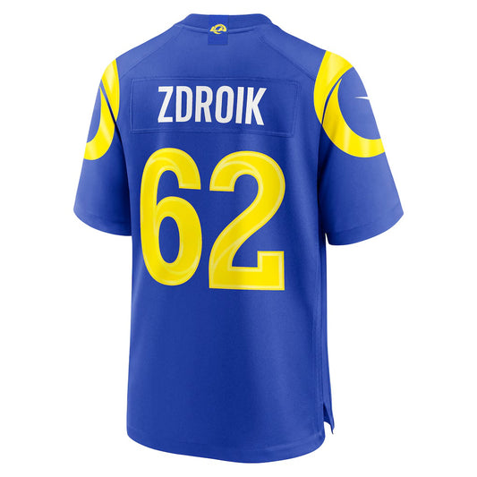 LA.Rams #62 Payton Zdroik Royal Game Stitched Football Jerseys
