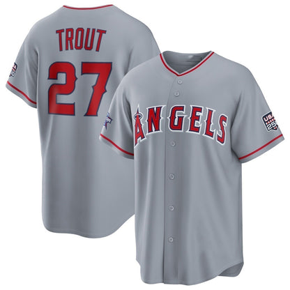 Los Angeles Angels #27 Mike Trout 2026 All-Star Game Gray Replica Stitched Baseball Jerseys