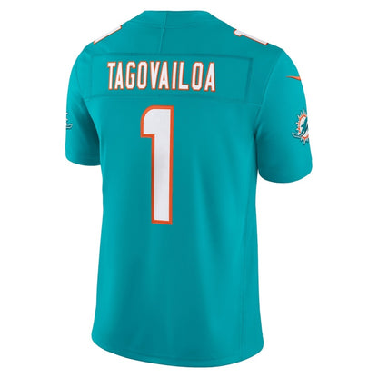 M.Dolphins #1 Tua Tagovailoa Aqua Team Vapor F.U.S.E. Limited Stitched Football Jerseys