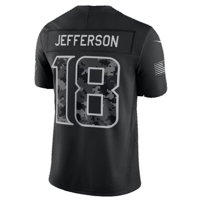 MN.Vikings #18 Justin Jefferson Black 2026 Salute to Service Stitched Limited Football jersey RONA