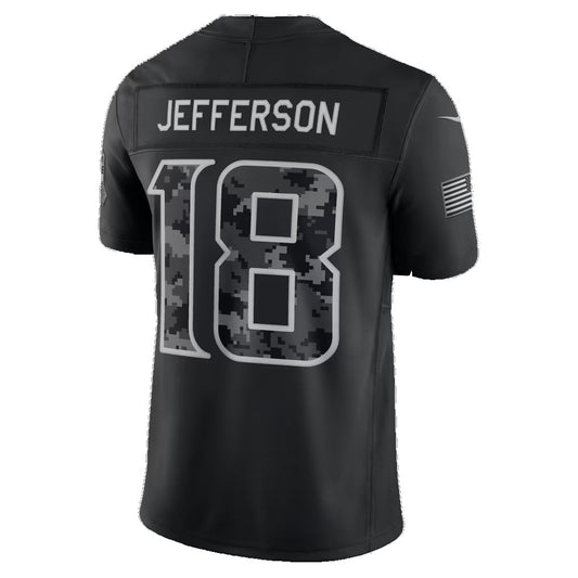 MN.Vikings #18 Justin Jefferson Black 2026 Salute to Service Stitched Limited Football jersey RONA