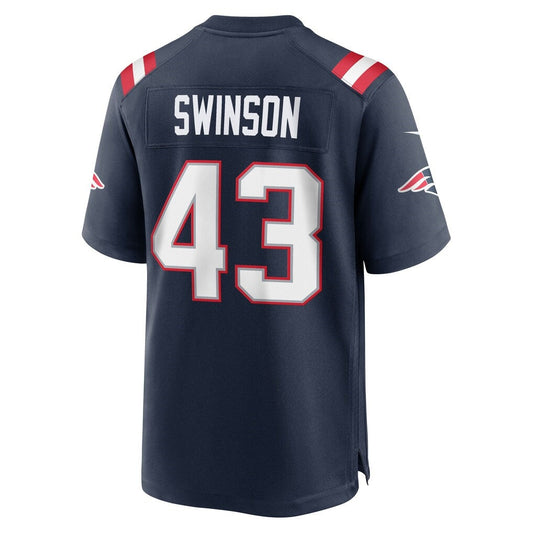 NE.Patriots #43 Bradyn Swinson Navy Team Game Jersey RONA