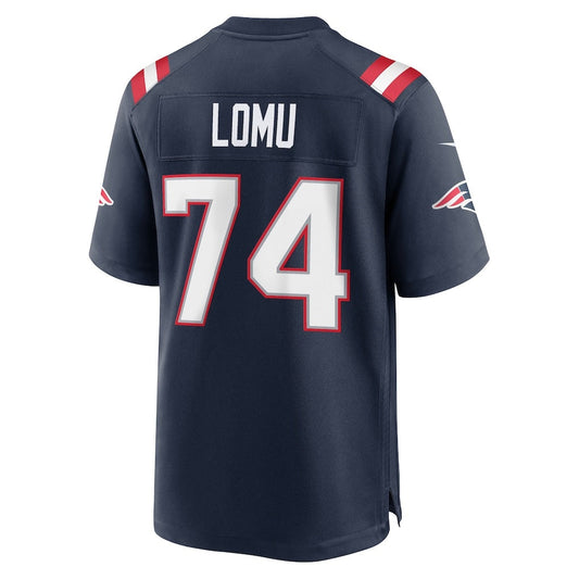 NE.Patriots #74 Caleb Lomu Navy Team Game Jersey RONA