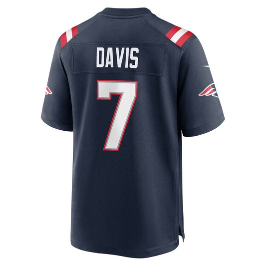 NE.Patriots #7 Carlton Davis Navy Team Game Jersey RONA