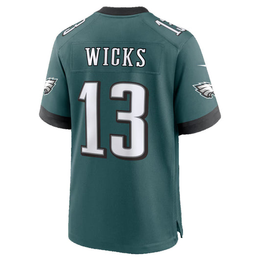 P.Eagles #13 Dontayvion Wicks Midnight Green Team Game Jersey RONA